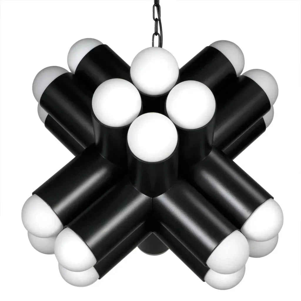 Massimo Steel and Frosted Globe Chandelier - LOOMLAN - Noir - Chandeliers