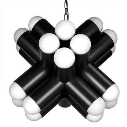 Massimo Steel and Frosted Globe Chandelier - LOOMLAN - Noir - Chandeliers