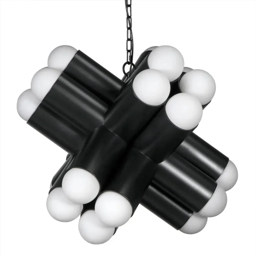 Massimo Steel and Frosted Globe Chandelier - LOOMLAN - Noir - Chandeliers