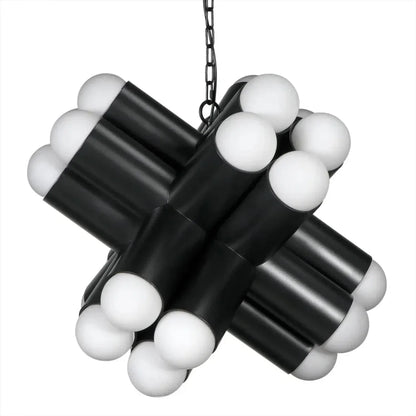 Massimo Steel and Frosted Globe Chandelier - LOOMLAN - Noir - Chandeliers