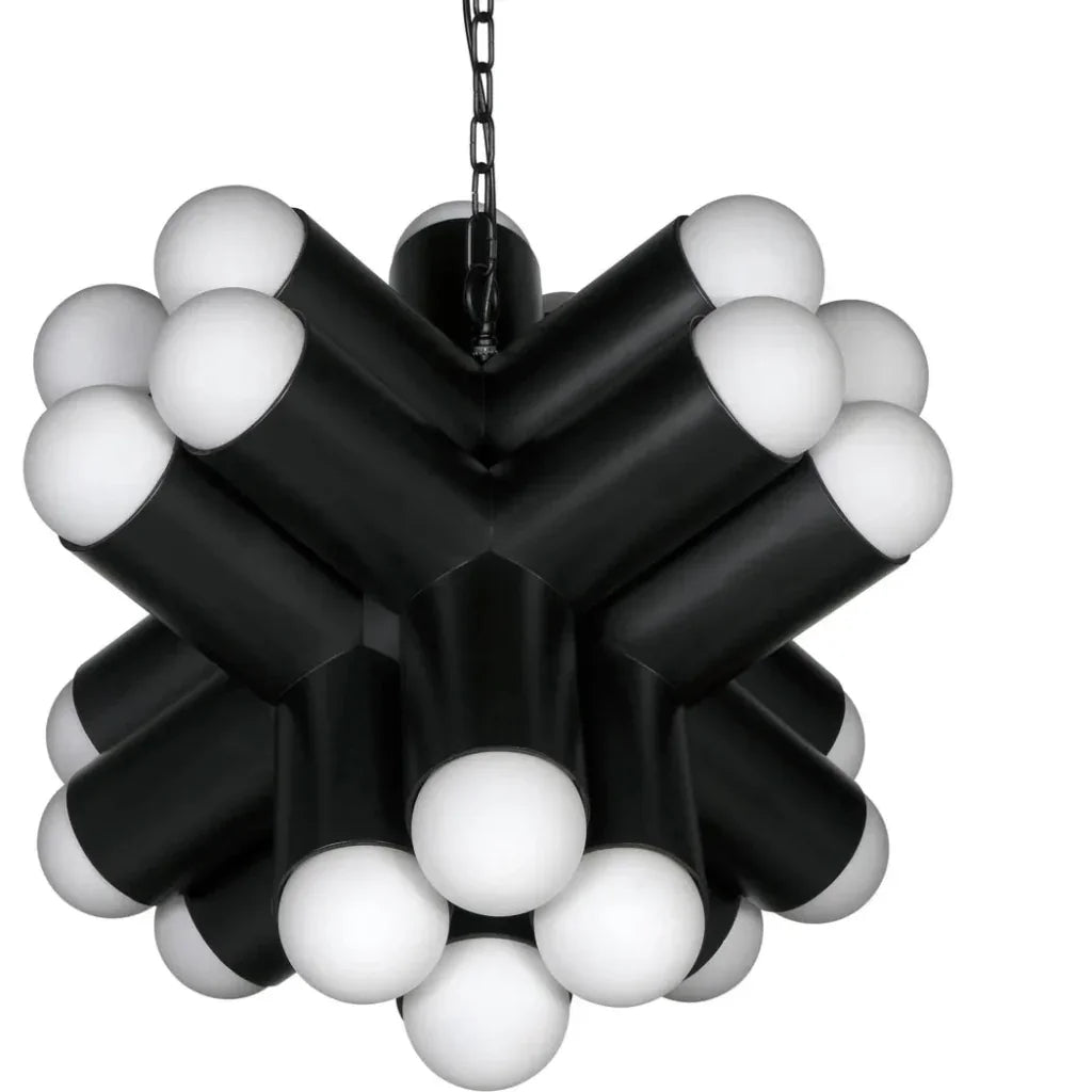 Massimo Steel and Frosted Globe Chandelier - LOOMLAN - Noir - Chandeliers