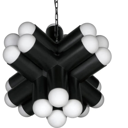 Massimo Steel and Frosted Globe Chandelier - LOOMLAN - Noir - Chandeliers