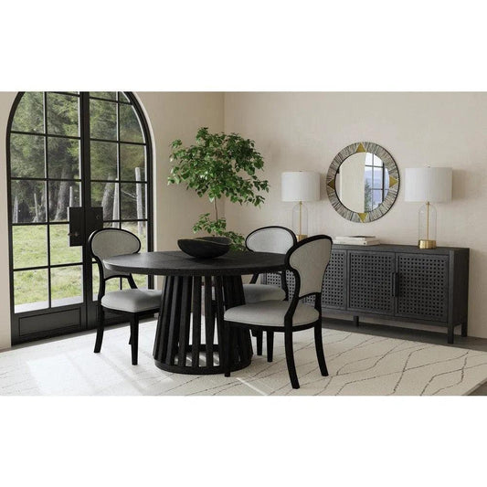 Mateo Wood Black Round Dining Table-Dining Tables-Bassett Mirror-LOOMLAN