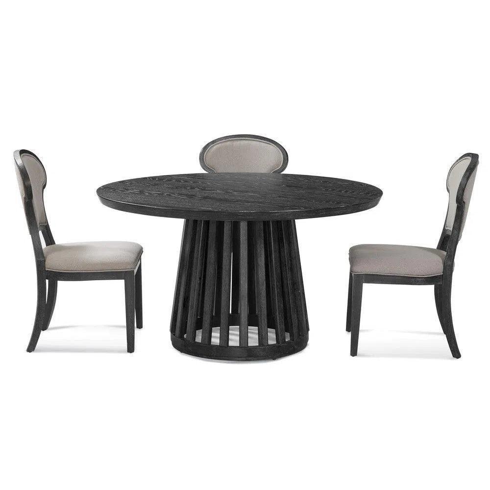 Mateo Wood Black Round Dining Table-Dining Tables-Bassett Mirror-LOOMLAN