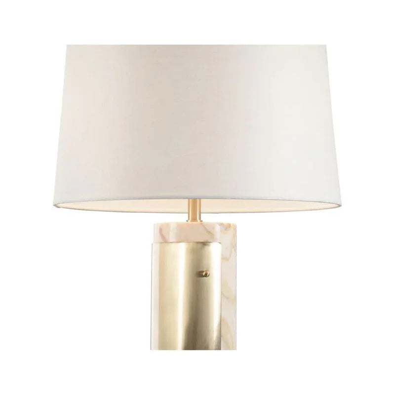 Matera Marble Accent Linen Shade Table Lamp - LOOMLAN - Wildwood - Table Lamps