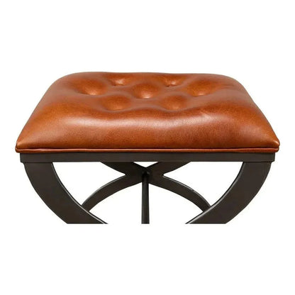Mathsson Leather and Iron FootStool - LOOMLAN - Sarreid - Poufs and Stools