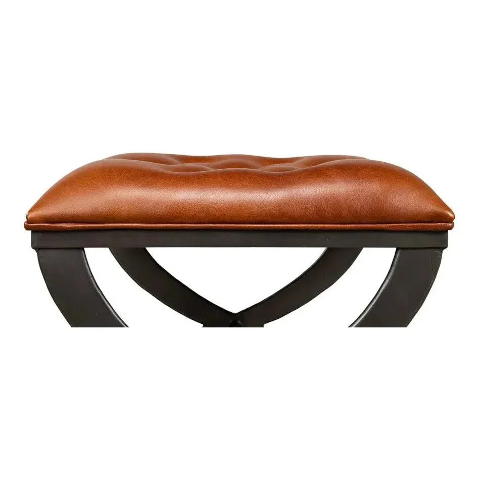 Mathsson Leather and Iron FootStool - LOOMLAN - Sarreid - Poufs and Stools