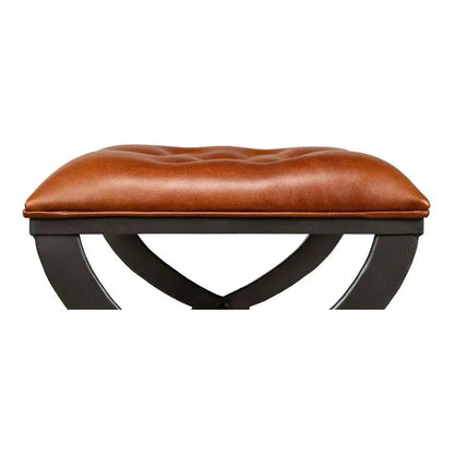 Mathsson Leather and Iron FootStool - LOOMLAN - Sarreid - Poufs and Stools