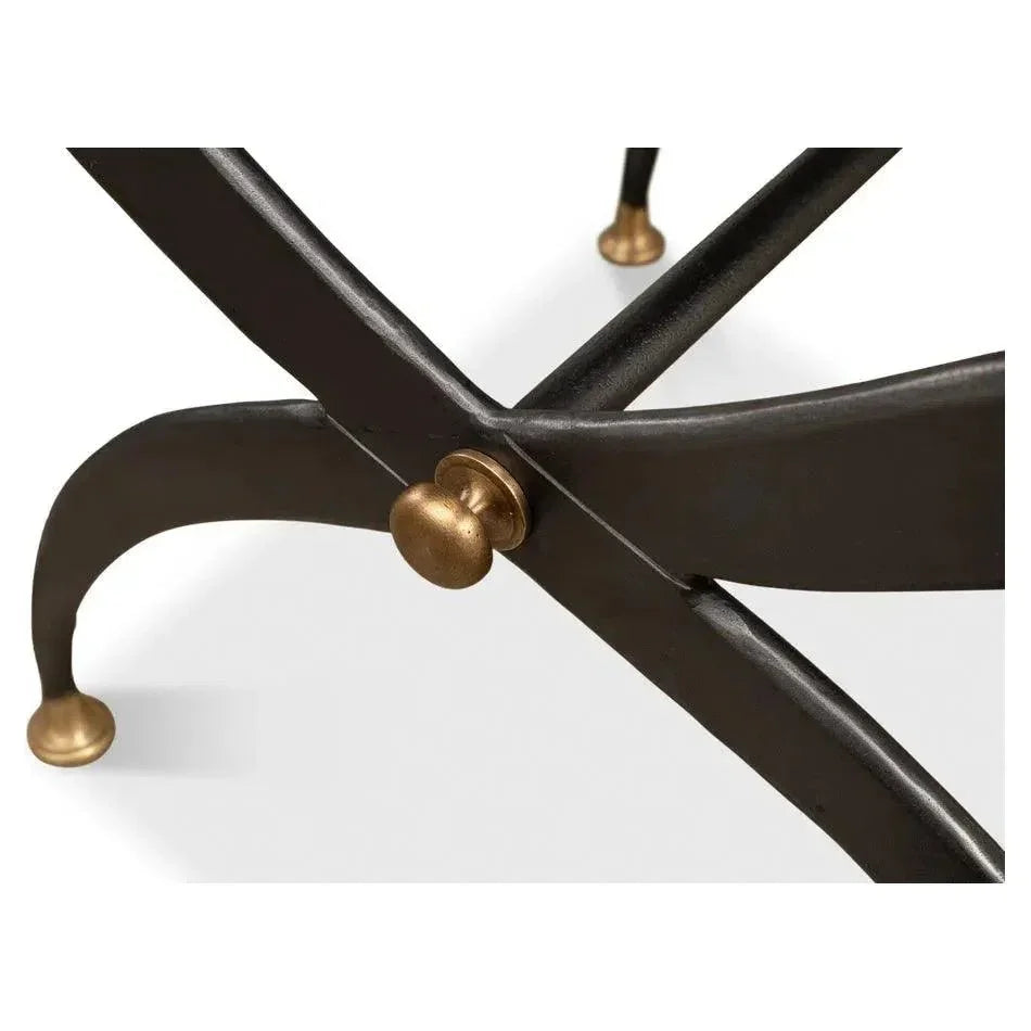 Mathsson Leather and Iron FootStool - LOOMLAN - Sarreid - Poufs and Stools