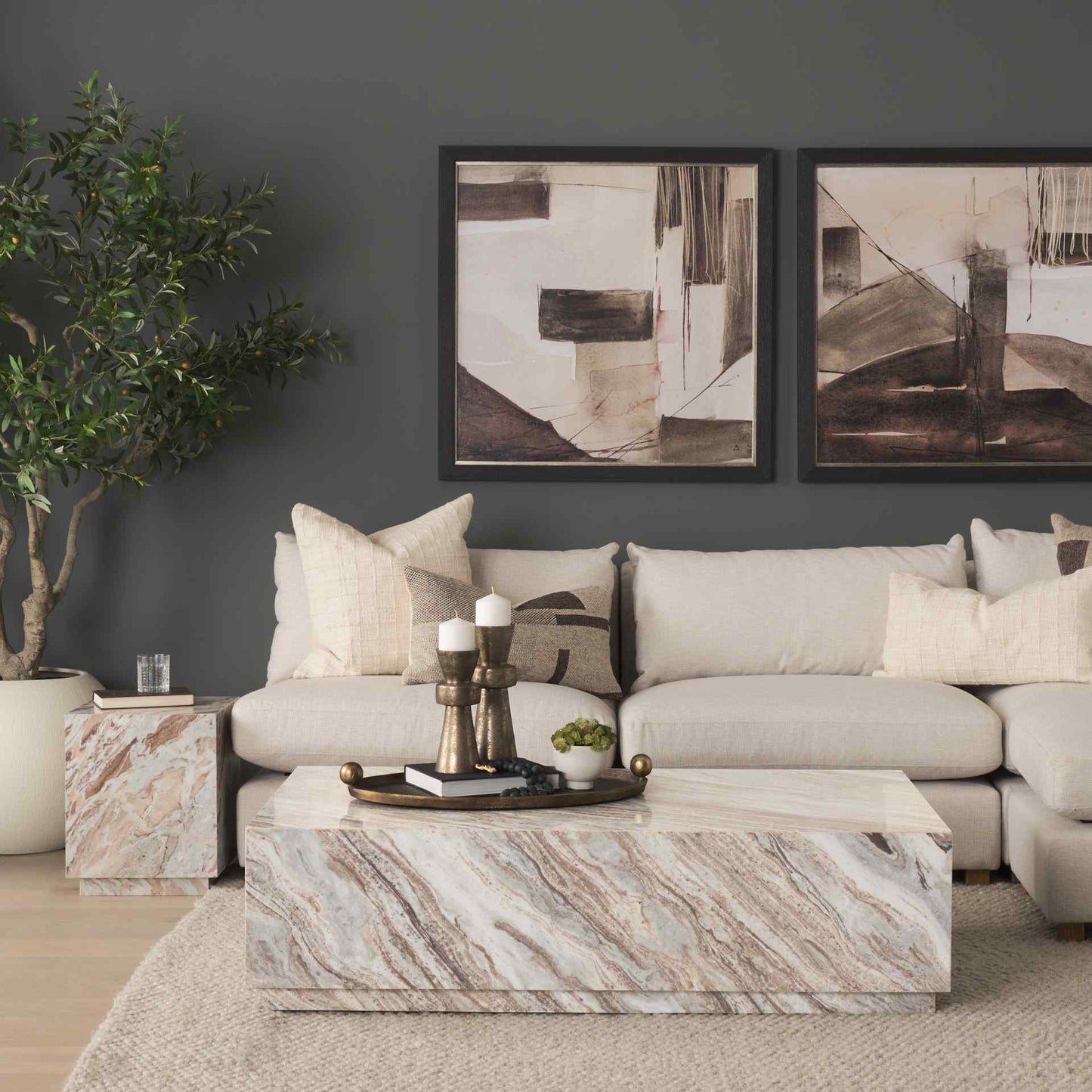 Matteo Solid Marble Square Side Table