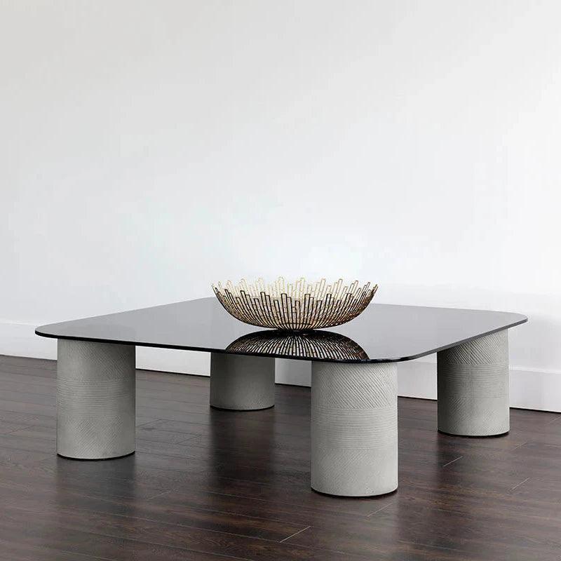 Maude Coffee Table Sleek d Glass & Concrete-Outdoor Coffee Tables-SUNPAN-LOOMLAN
