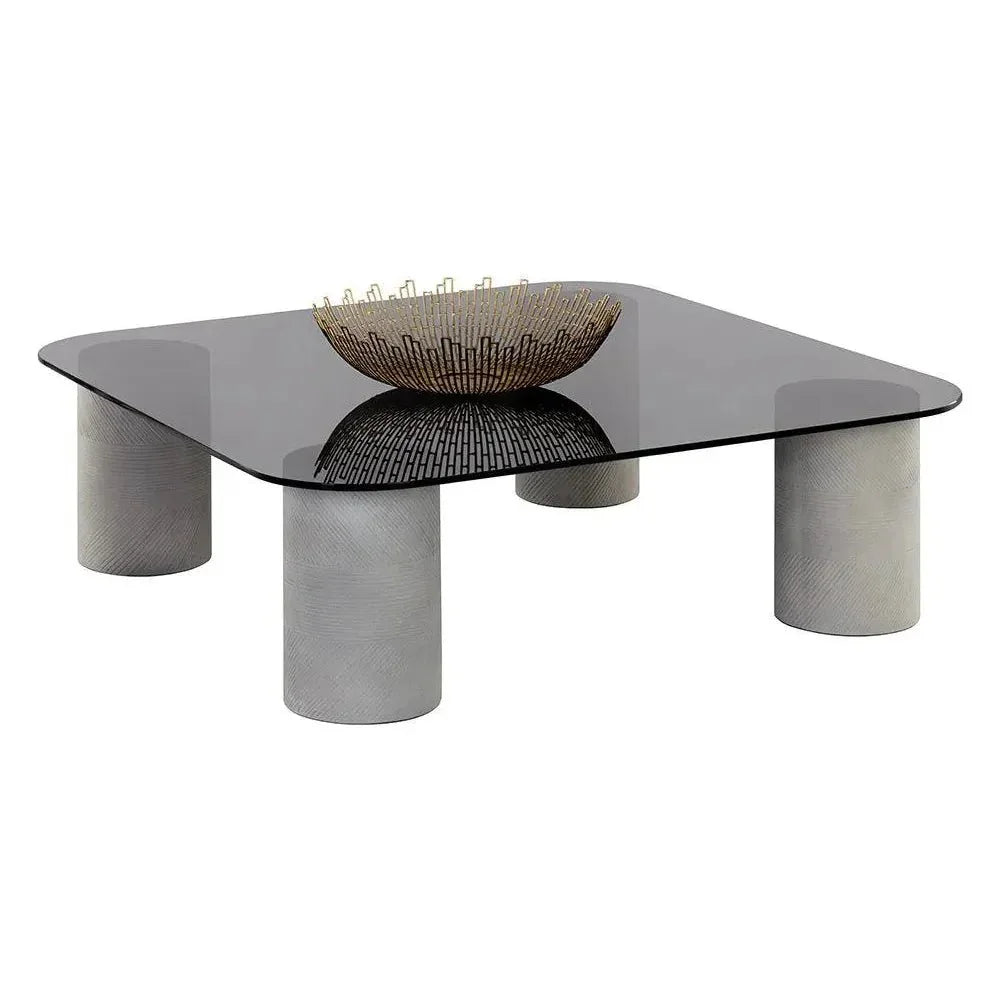 Maude Coffee Table Sleek d Glass & Concrete-Outdoor Coffee Tables-SUNPAN-LOOMLAN