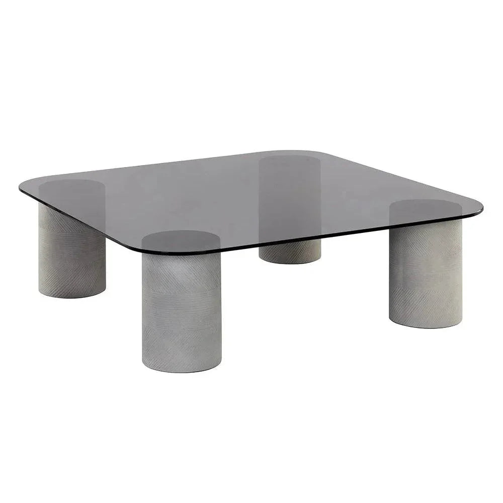 Maude Coffee Table Sleek d Glass & Concrete-Outdoor Coffee Tables-SUNPAN-LOOMLAN