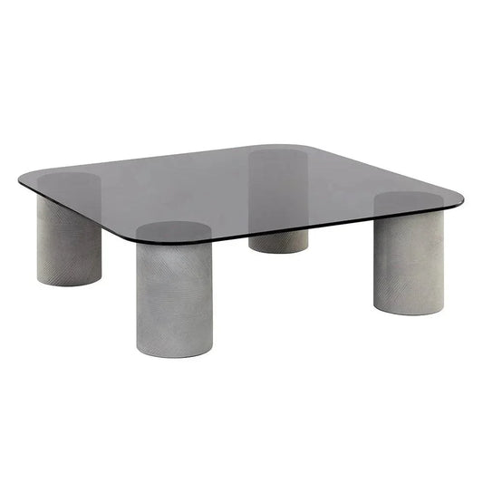 Maude Coffee Table Sleek d Glass & Concrete-Outdoor Coffee Tables-SUNPAN-LOOMLAN