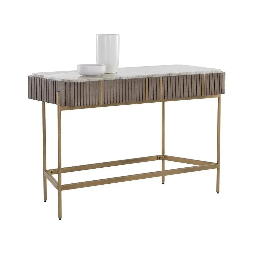 Mauro Console Table Marble & Antique Brass - LOOMLAN - SUNPAN - Console Tables