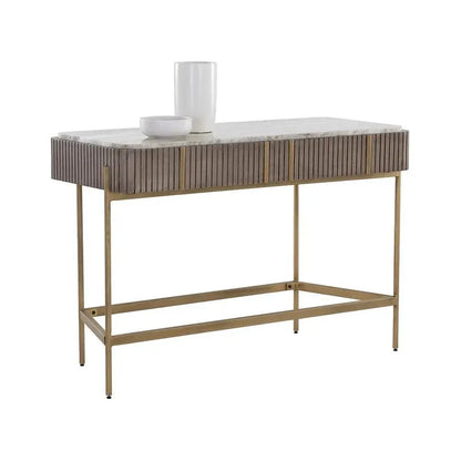 Mauro Console Table Marble & Antique Brass - LOOMLAN - SUNPAN - Console Tables