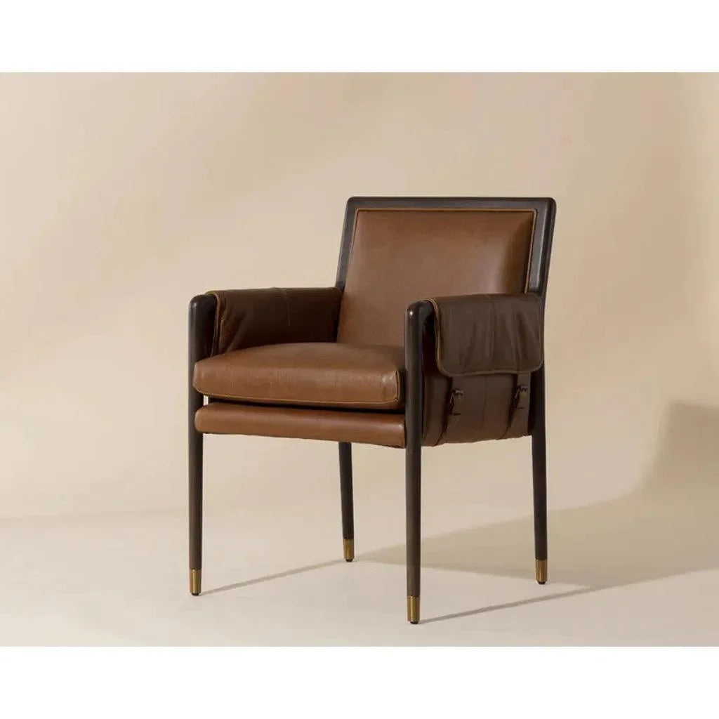 Mauti Leather Modern Dining Armchair - LOOMLAN - SUNPAN - Dining Chairs
