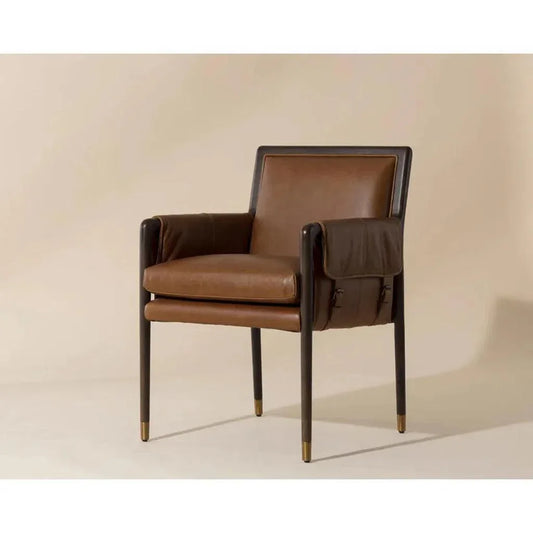 Mauti Leather Modern Dining Armchair - LOOMLAN - SUNPAN - Dining Chairs