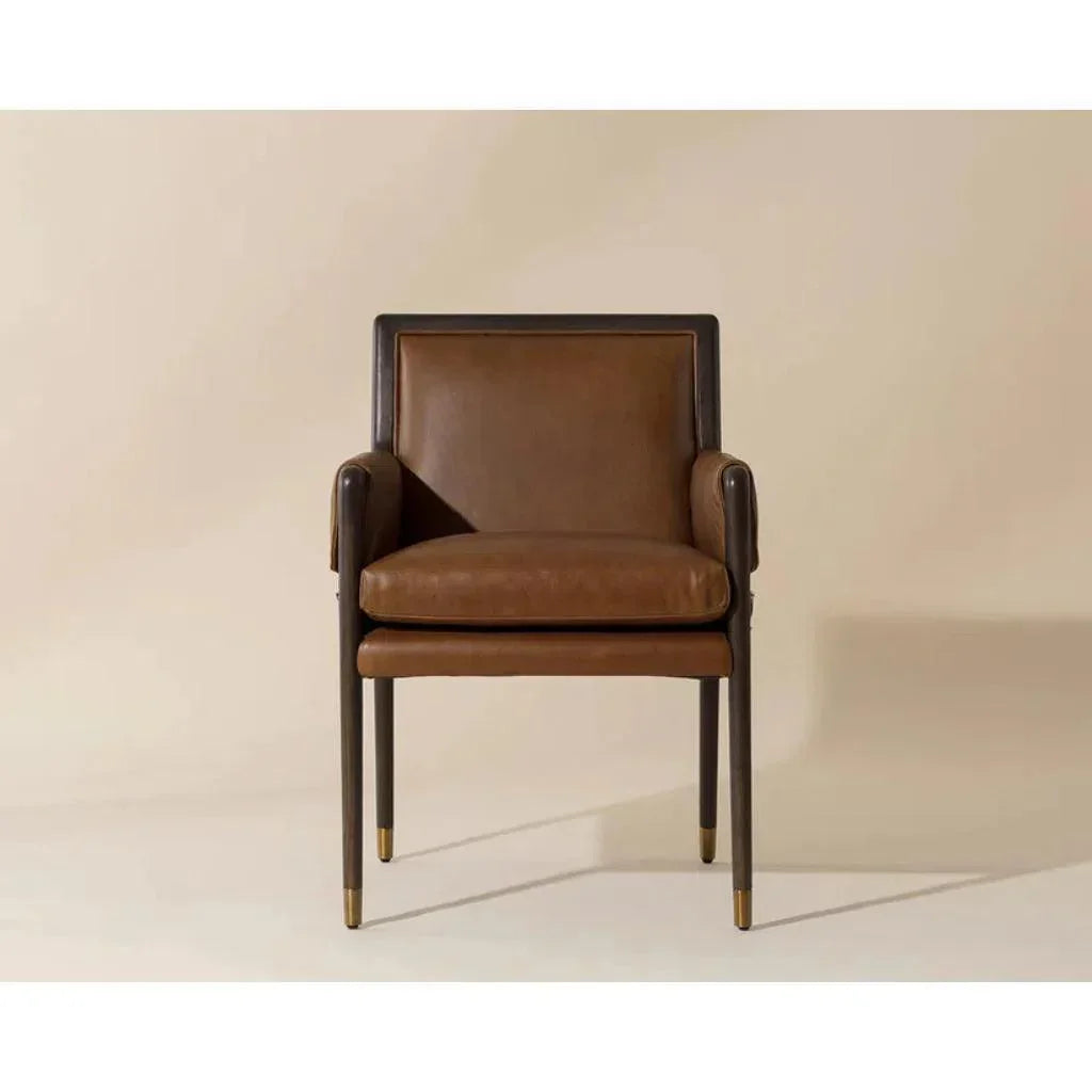 Mauti Leather Modern Dining Armchair - LOOMLAN - SUNPAN - Dining Chairs