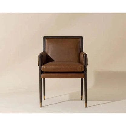 Mauti Leather Modern Dining Armchair - LOOMLAN - SUNPAN - Dining Chairs