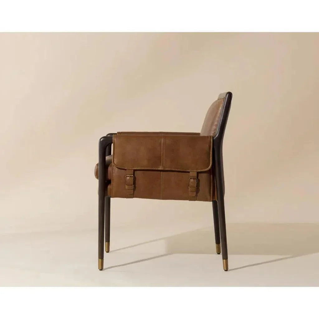 Mauti Leather Modern Dining Armchair - LOOMLAN - SUNPAN - Dining Chairs