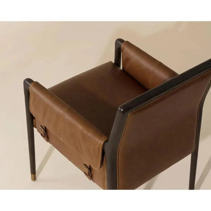 Mauti Leather Modern Dining Armchair - LOOMLAN - SUNPAN - Dining Chairs