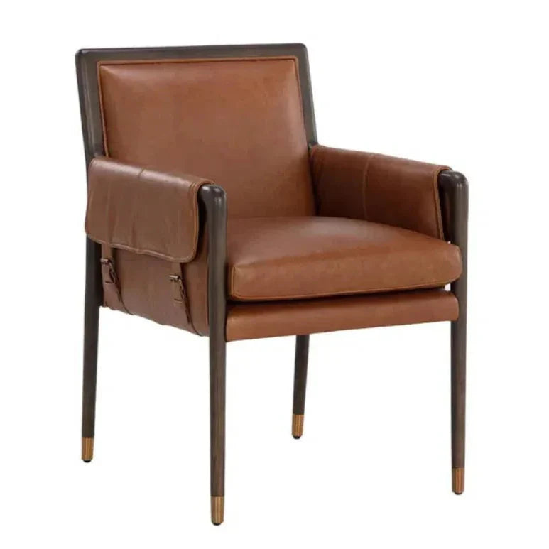Mauti Leather Modern Dining Armchair - LOOMLAN - SUNPAN - Dining Chairs