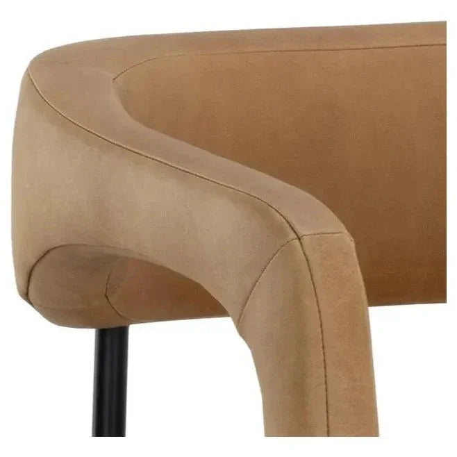 Mavia Counter Stool Sesame Leather Iron Legs - LOOMLAN - SUNPAN - Counter Stools