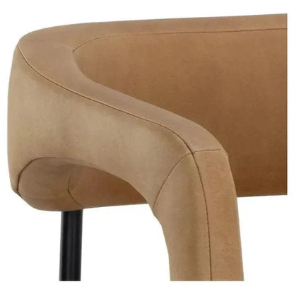 Mavia Counter Stool Sesame Leather Iron Legs - LOOMLAN - SUNPAN - Counter Stools