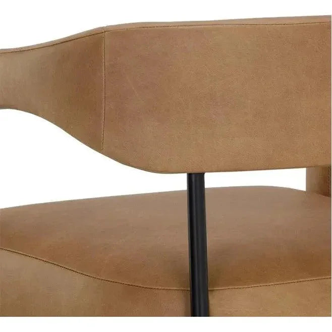 Mavia Counter Stool Sesame Leather Iron Legs - LOOMLAN - SUNPAN - Counter Stools