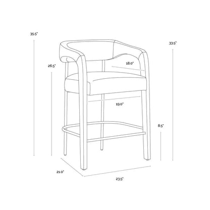 Mavia Counter Stool Sesame Leather Iron Legs - LOOMLAN - SUNPAN - Counter Stools