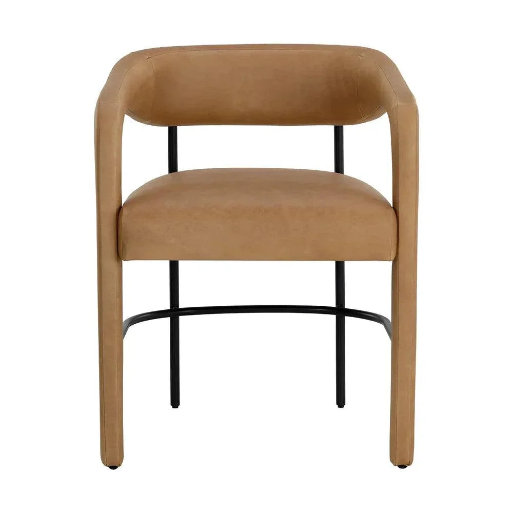 Mavia Dining Armchair Sesame Leather Chair - LOOMLAN - SUNPAN - Dining Chairs