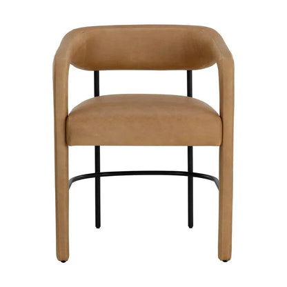 Mavia Dining Armchair Sesame Leather Chair - LOOMLAN - SUNPAN - Dining Chairs