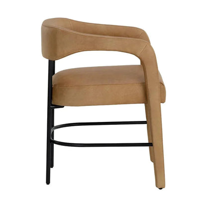 Mavia Dining Armchair Sesame Leather Chair - LOOMLAN - SUNPAN - Dining Chairs
