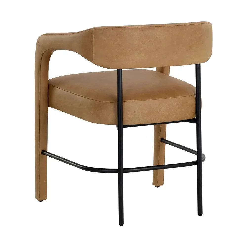 Mavia Dining Armchair Sesame Leather Chair - LOOMLAN - SUNPAN - Dining Chairs