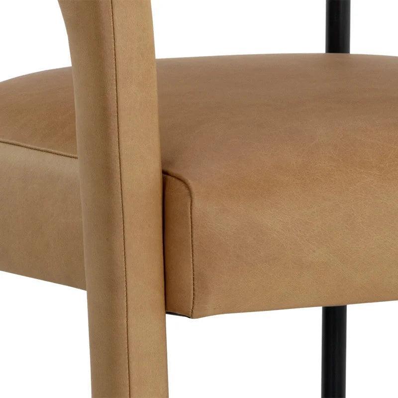 Mavia Dining Armchair Sesame Leather Chair - LOOMLAN - SUNPAN - Dining Chairs