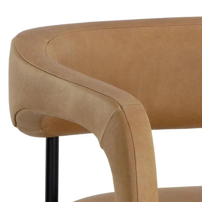 Mavia Dining Armchair Sesame Leather Chair - LOOMLAN - SUNPAN - Dining Chairs