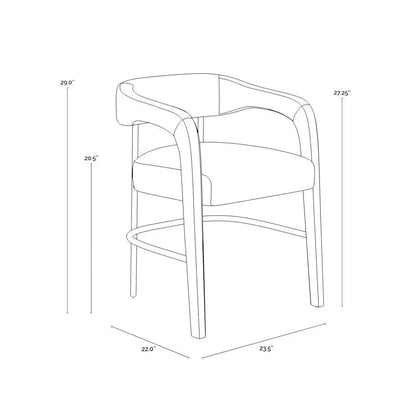 Mavia Dining Armchair Sesame Leather Chair - LOOMLAN - SUNPAN - Dining Chairs