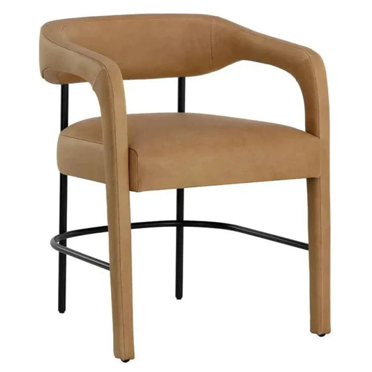 Mavia Dining Armchair Sesame Leather Chair - LOOMLAN - SUNPAN - Dining Chairs