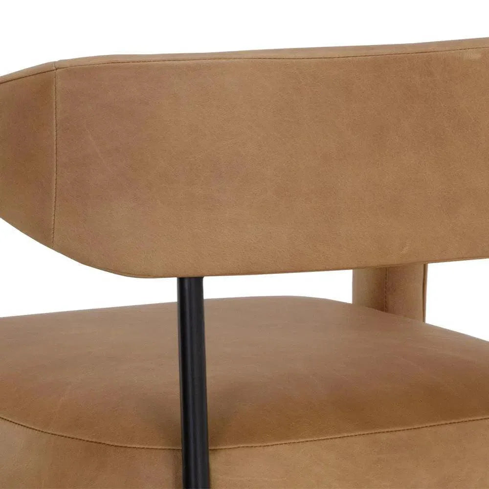 Mavia Barstool - Ludlow Sesame Leather Black Legs - LOOMLAN - SUNPAN - Bar Stools