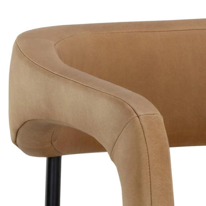 Mavia Barstool - Ludlow Sesame Leather Black Legs - LOOMLAN - SUNPAN - Bar Stools