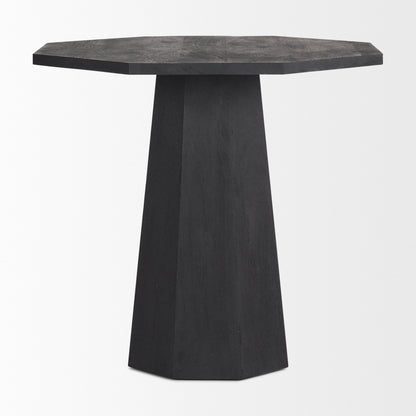 Maxine Hexagonal Black Wood Foyer Table
