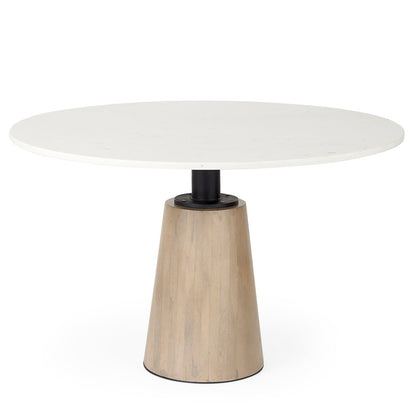 Maxwell White Marble Top Round Dining Table-Dining Tables-Mercana-Natural-LOOMLAN