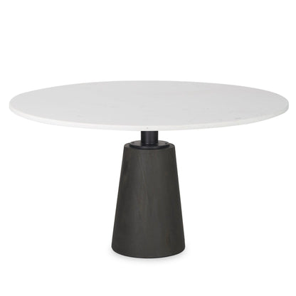 Maxwell White Marble Top Round Dining Table-Dining Tables-Mercana-Black-LOOMLAN