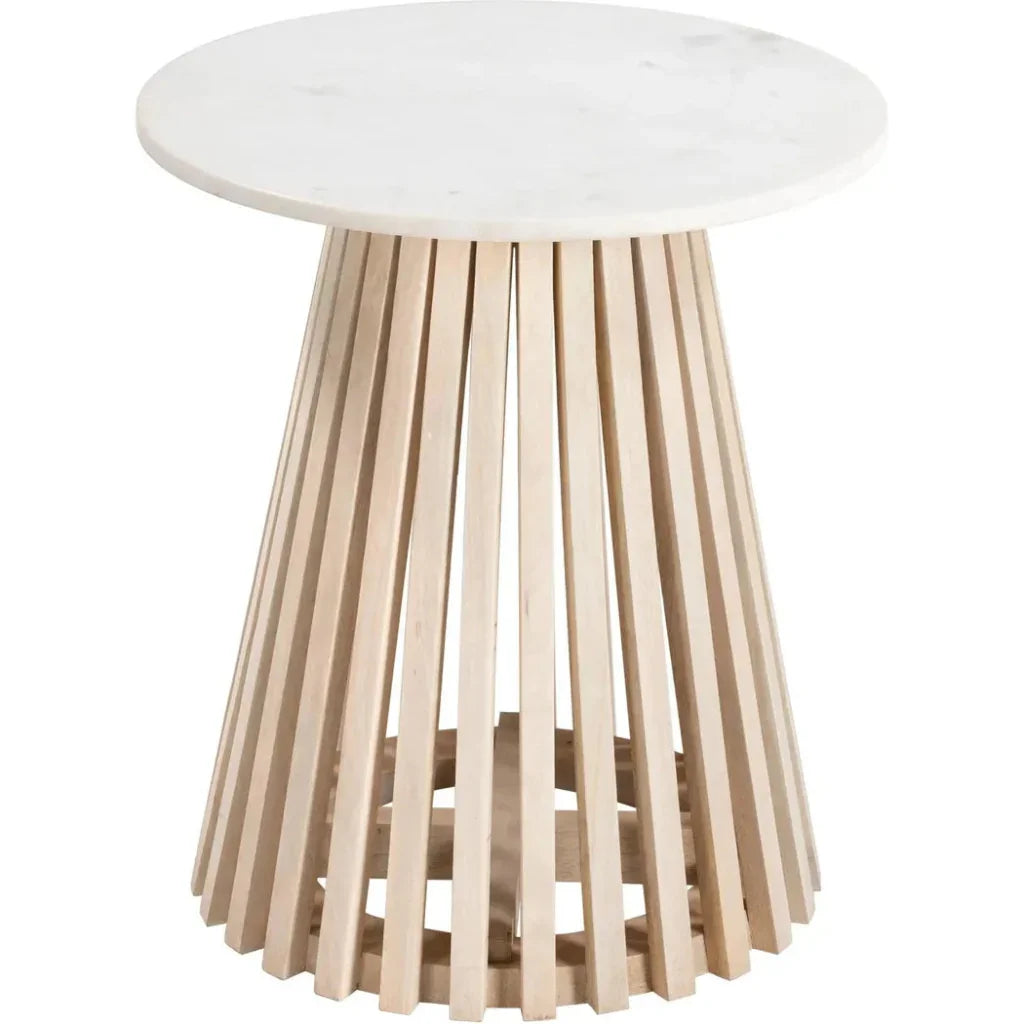 Mazara Side Table White & Natural - LOOMLAN - Zuo Modern - Side Tables