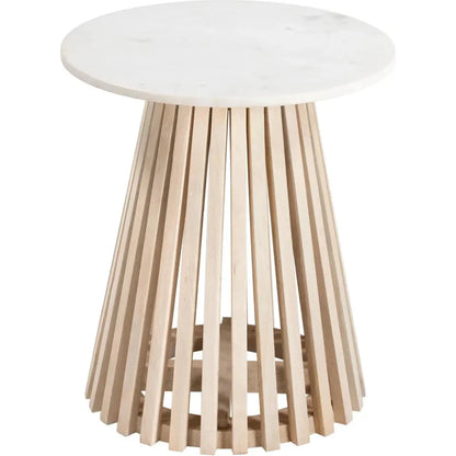 Mazara Side Table White & Natural - LOOMLAN - Zuo Modern - Side Tables