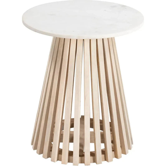 Mazara Side Table White & Natural - LOOMLAN - Zuo Modern - Side Tables