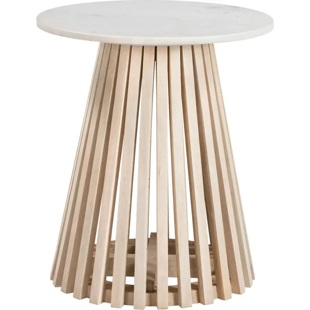 Mazara Side Table White & Natural - LOOMLAN - Zuo Modern - Side Tables