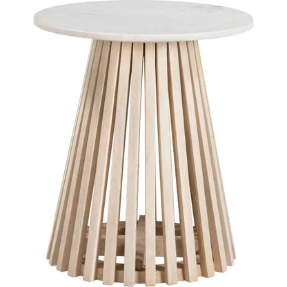 Mazara Side Table White & Natural - LOOMLAN - Zuo Modern - Side Tables