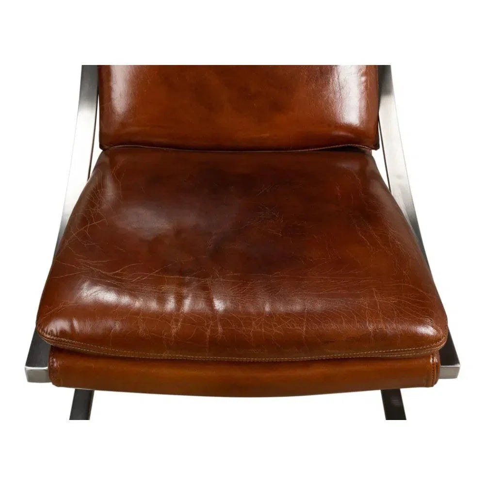 Mc Queen Slipper Chair Brown Leather - LOOMLAN - Sarreid - Accent Chairs